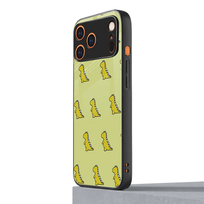 Dino Golden iphone 17 pro max mobile cover | shockproof glass phone case