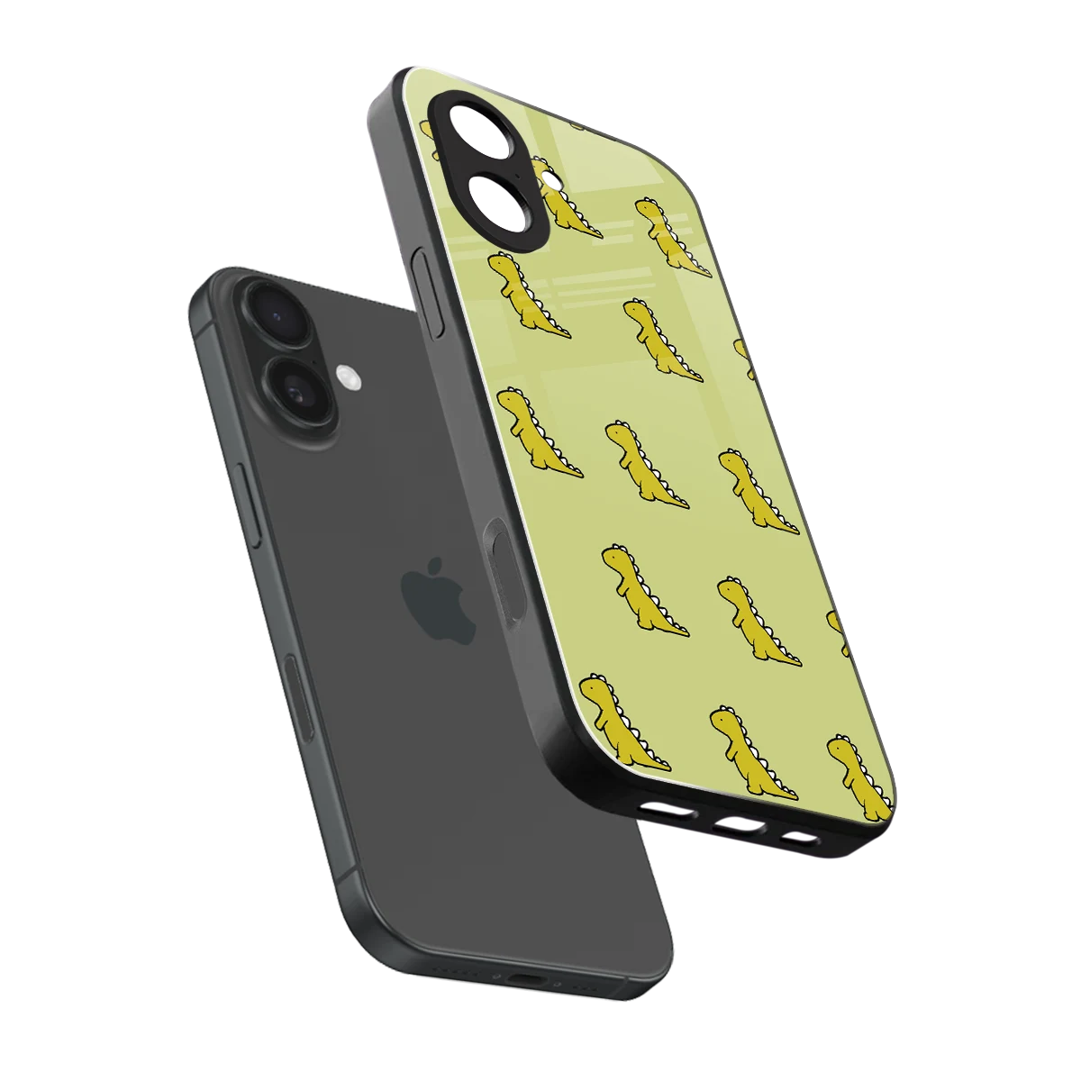 Dino Golden sleek iphone 17 cover with tempered glass back and TPU edges