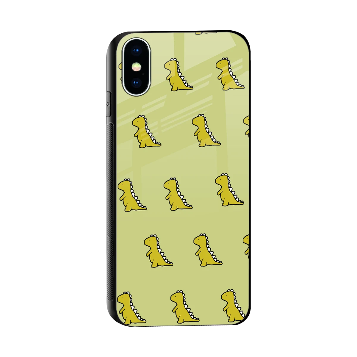 Dino Golden sleek iphone xs cover with tempered glass back and TPU edges