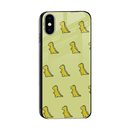Dino Golden sleek iphone xs cover with tempered glass back and TPU edges