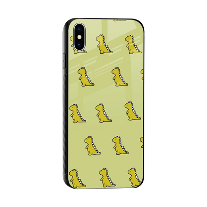 Dino Golden sleek iphone xs max cover with tempered glass back and TPU edges