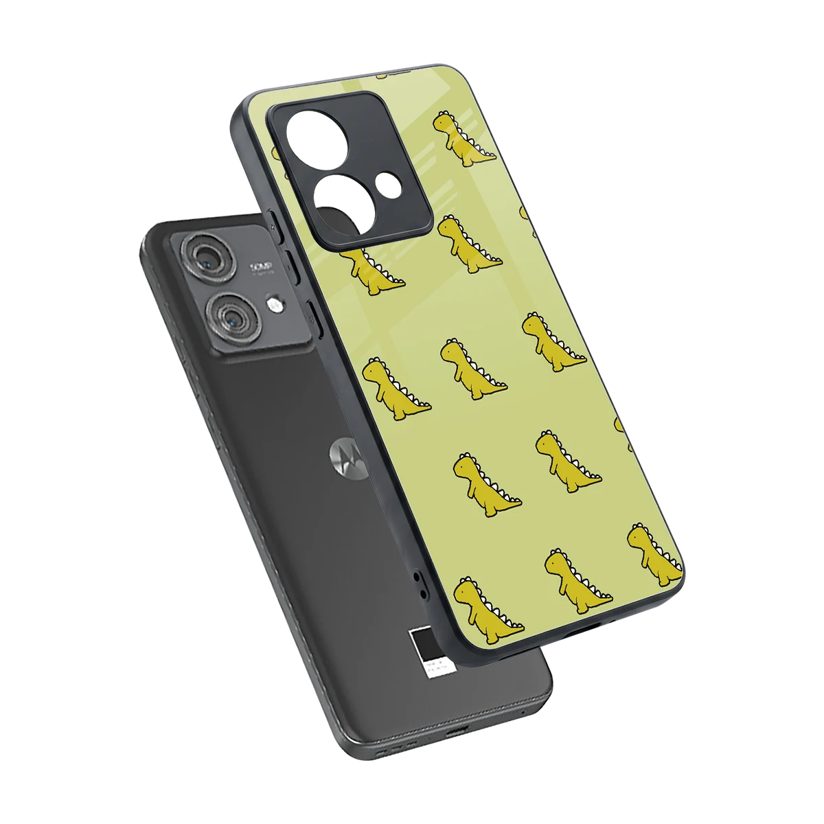 Dino Golden sleek motorola edge 40 neo 5g cover with tempered glass back and TPU edges