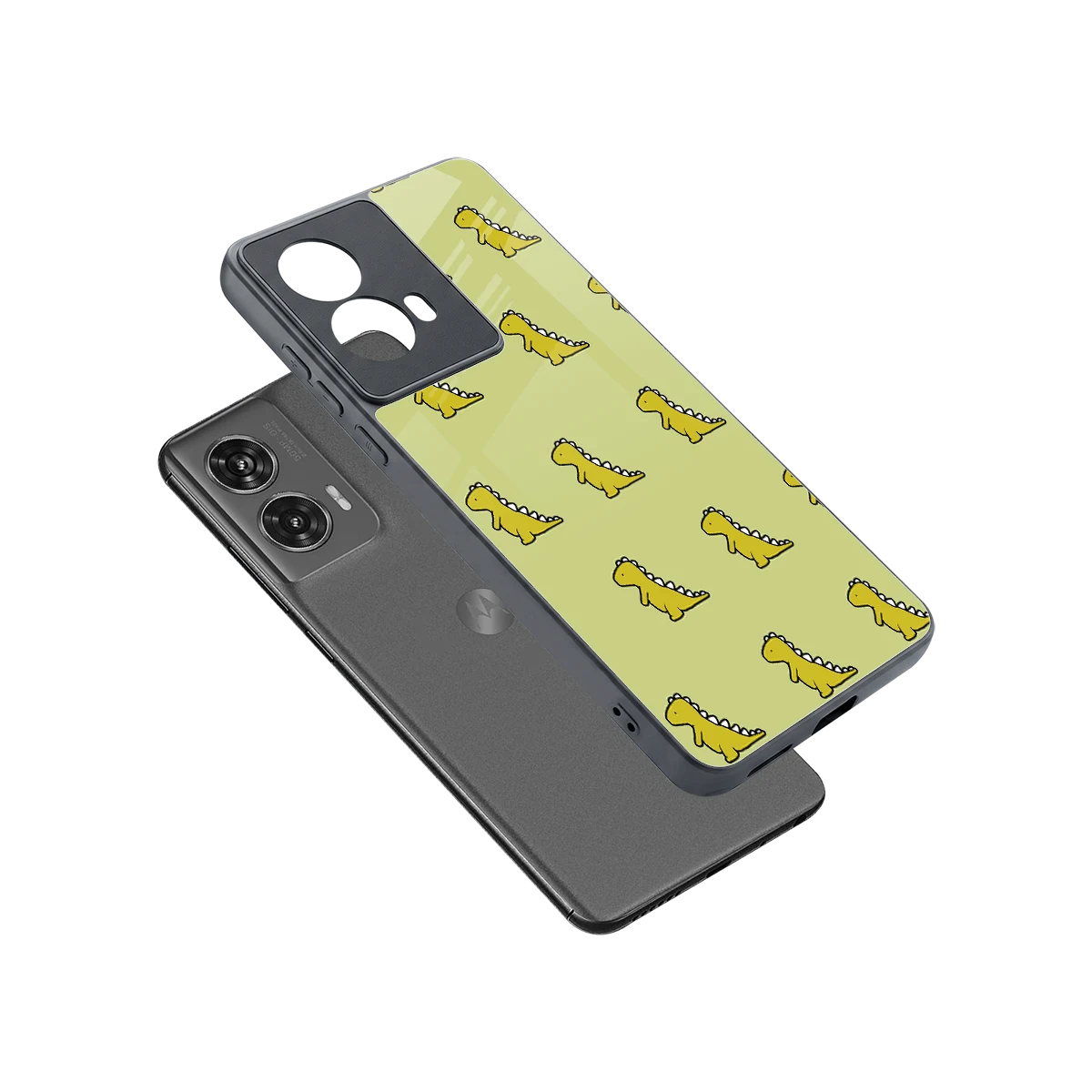 Dino Golden sleek motorola edge 50 fusion cover with tempered glass back and TPU edges