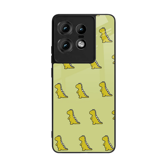 Dino Golden back phone cover | glass case for motorola edge 50 pro