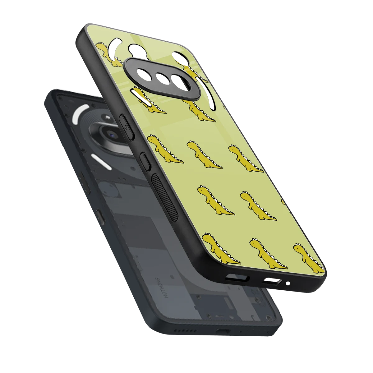 Dino Golden sleek nothing phone 3a cover with tempered glass back and TPU edges