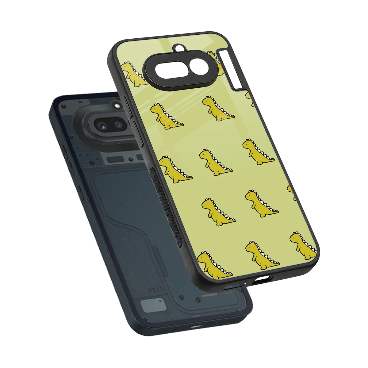 Dino Golden sleek nothing phone 4a cover with tempered glass back and TPU edges