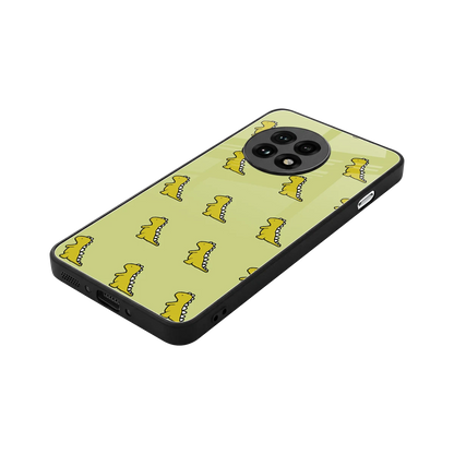 Dino Golden stylish phone case for oneplus 13r | glossy glass and slim fit