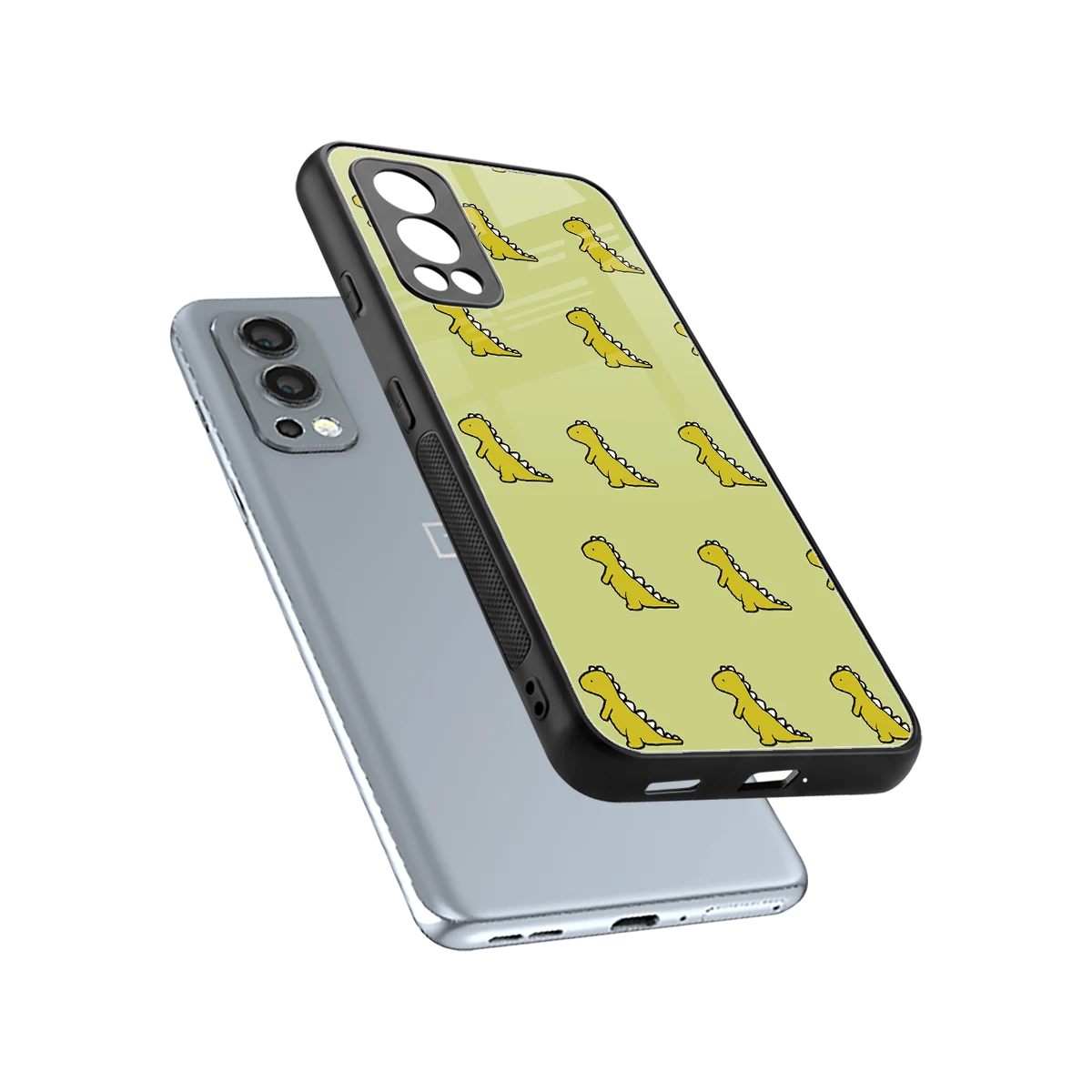 Dino Golden sleek oneplus nord 2 cover with tempered glass back and TPU edges