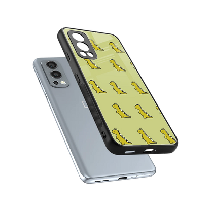 Dino Golden sleek oneplus nord 2 cover with tempered glass back and TPU edges