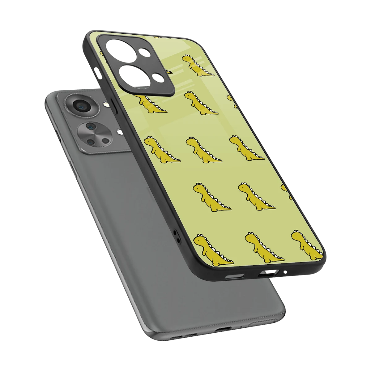 Dino Golden sleek oneplus nord 2t cover with tempered glass back and TPU edges