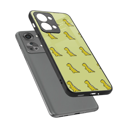 Dino Golden sleek oneplus nord 2t cover with tempered glass back and TPU edges