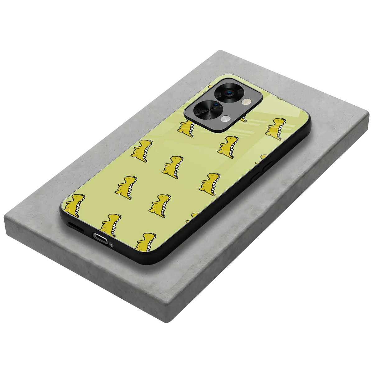 Dino Golden stylish phone case for oneplus nord 2t | glossy glass and slim fit