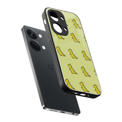 Dino Golden sleek oneplus nord 3 cover with tempered glass back and TPU edges