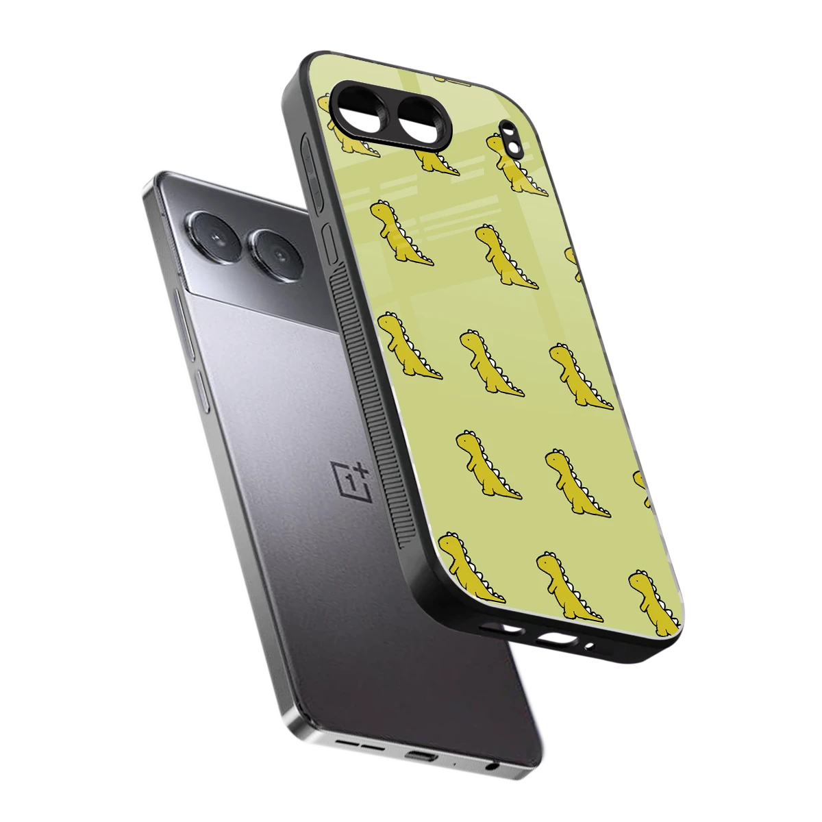 Dino Golden sleek oneplus nord 4 cover with tempered glass back and TPU edges