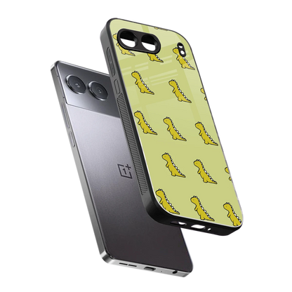 Dino Golden sleek oneplus nord 4 cover with tempered glass back and TPU edges