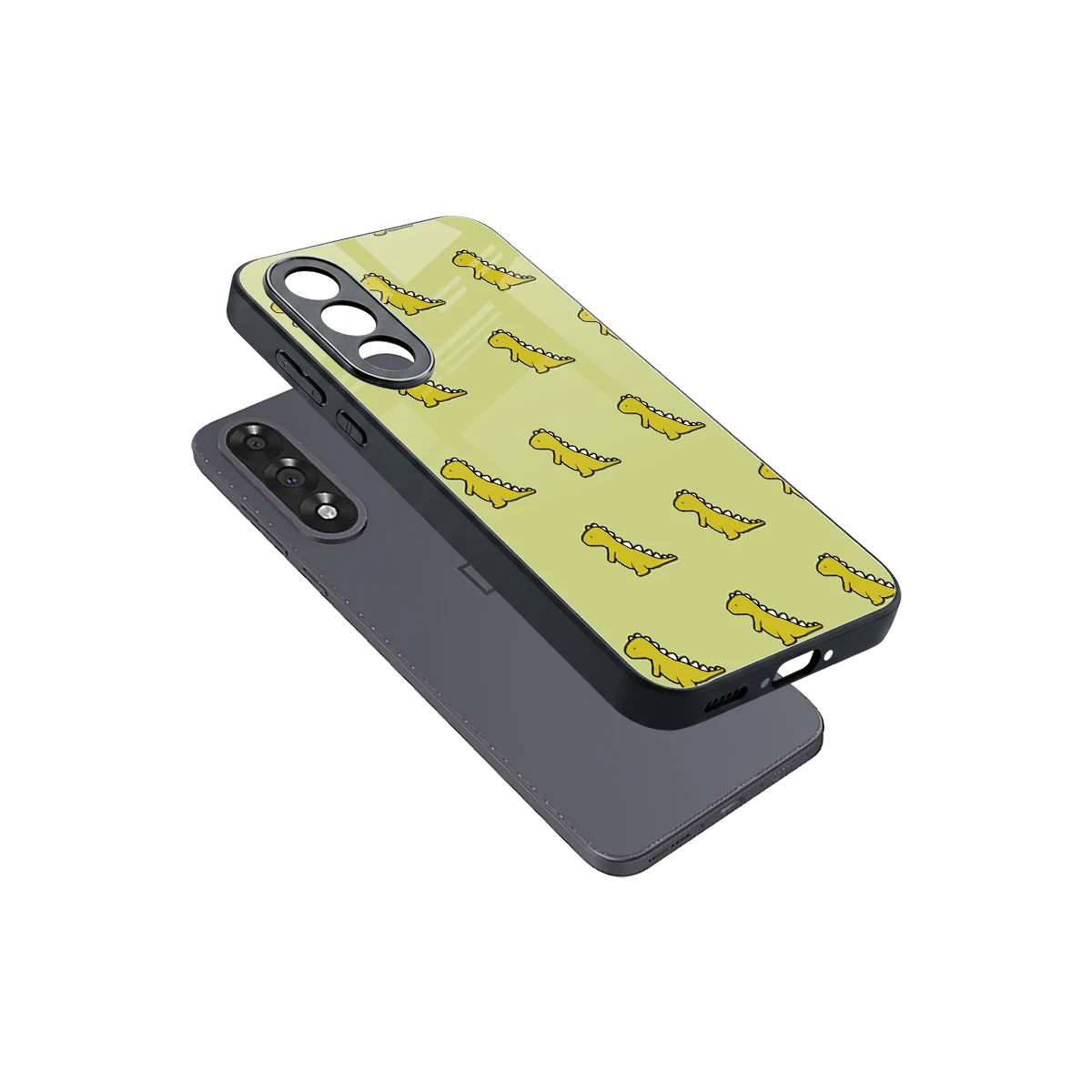 Dino Golden sleek oneplus nord 5 cover with tempered glass back and TPU edges