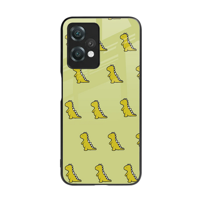 Dino Golden back phone cover | glass case for oneplus nord ce 2 lite