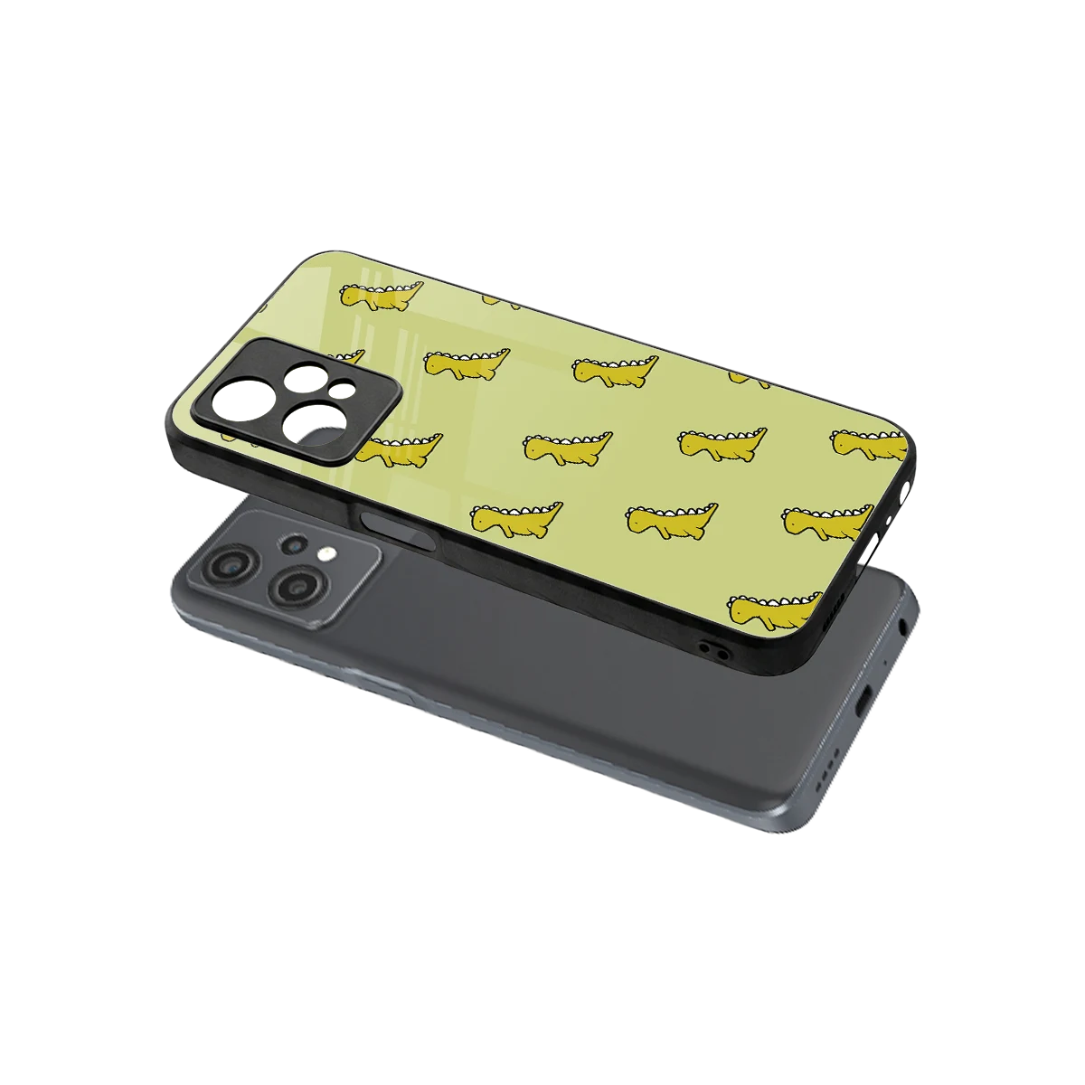 Dino Golden sleek oneplus nord ce 2 lite cover with tempered glass back and TPU edges