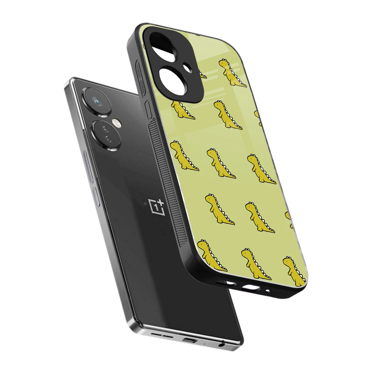 Dino Golden sleek oneplus nord ce 3 cover with tempered glass back and TPU edges