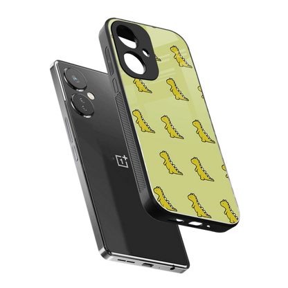 Dino Golden sleek oneplus nord ce 3 cover with tempered glass back and TPU edges