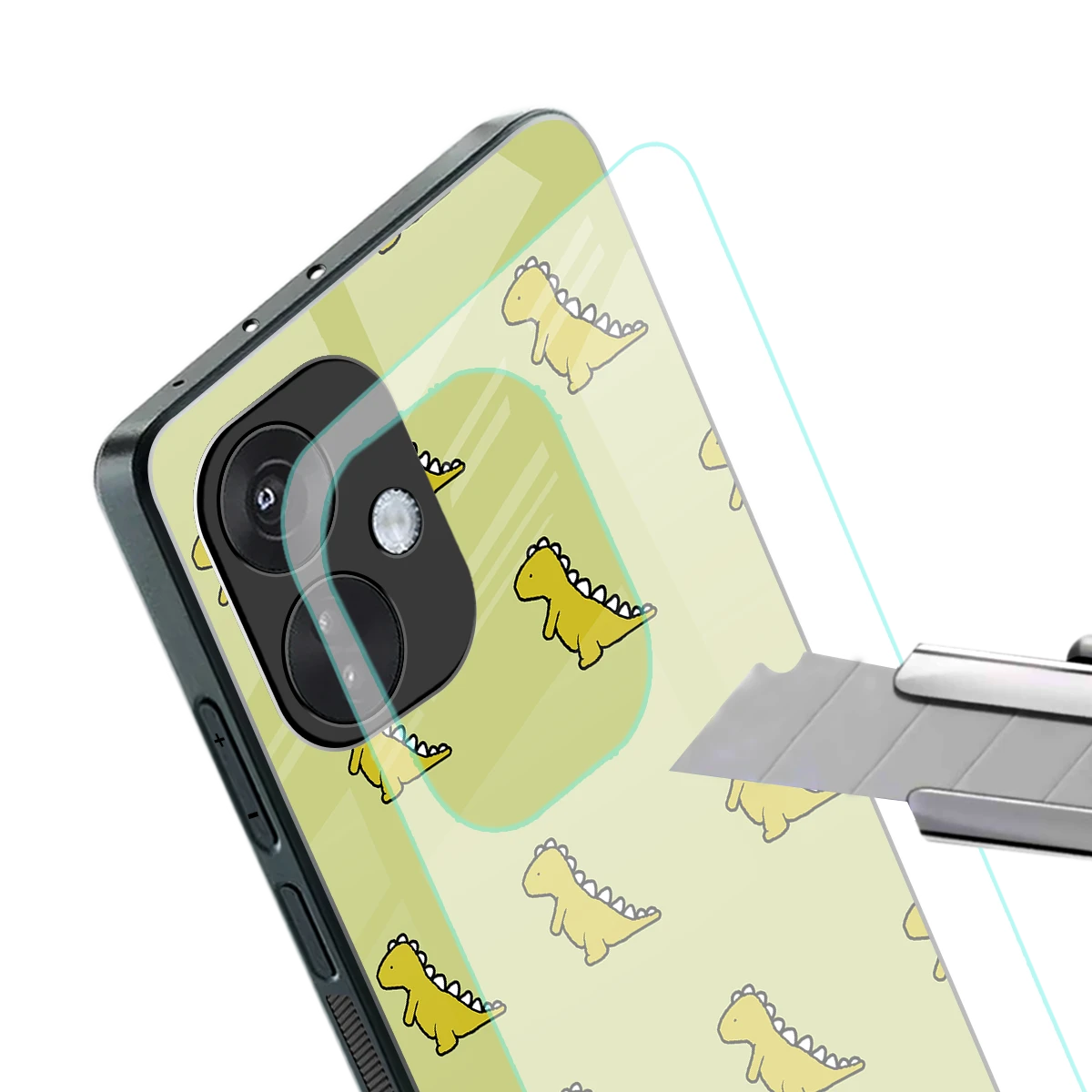 Dino Golden stylish phone case for oneplus nord ce 3 | glossy glass and slim fit