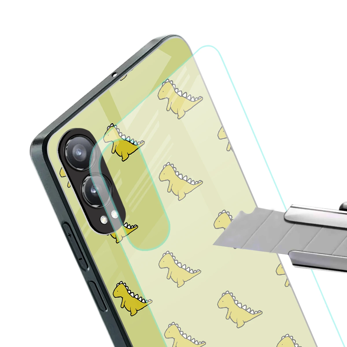 Dino Golden stylish phone case for oneplus nord ce 4 lite | glossy glass and slim fit