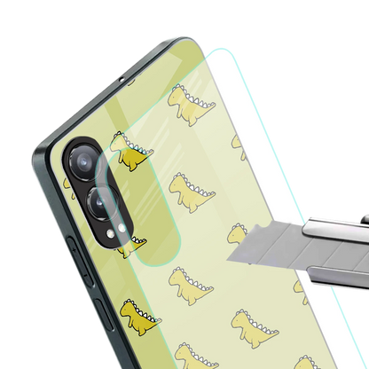 Dino Golden stylish phone case for oneplus nord ce 4 lite | glossy glass and slim fit