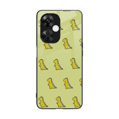Dino Golden back phone cover | glass case for oneplus nord ce 3 lite