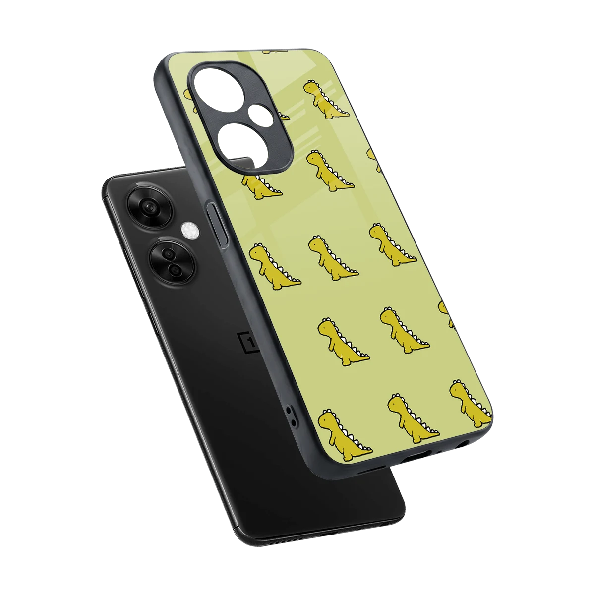 Dino Golden sleek oneplus nord ce 3 lite cover with tempered glass back and TPU edges