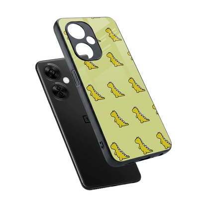 Dino Golden sleek oneplus nord ce 3 lite cover with tempered glass back and TPU edges