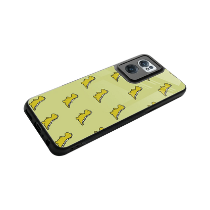 Dino Golden stylish phone case for oneplus nord ce 2 | glossy glass and slim fit