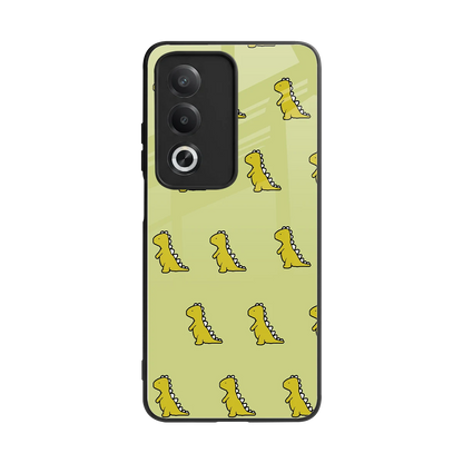 Dino Golden back phone cover | glass case for oppo a3 pro
