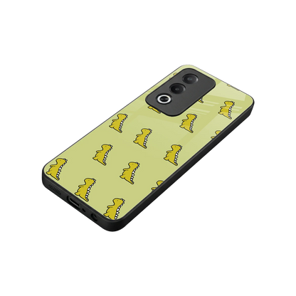 Dino Golden stylish phone case for oppo a3 pro | glossy glass and slim fit
