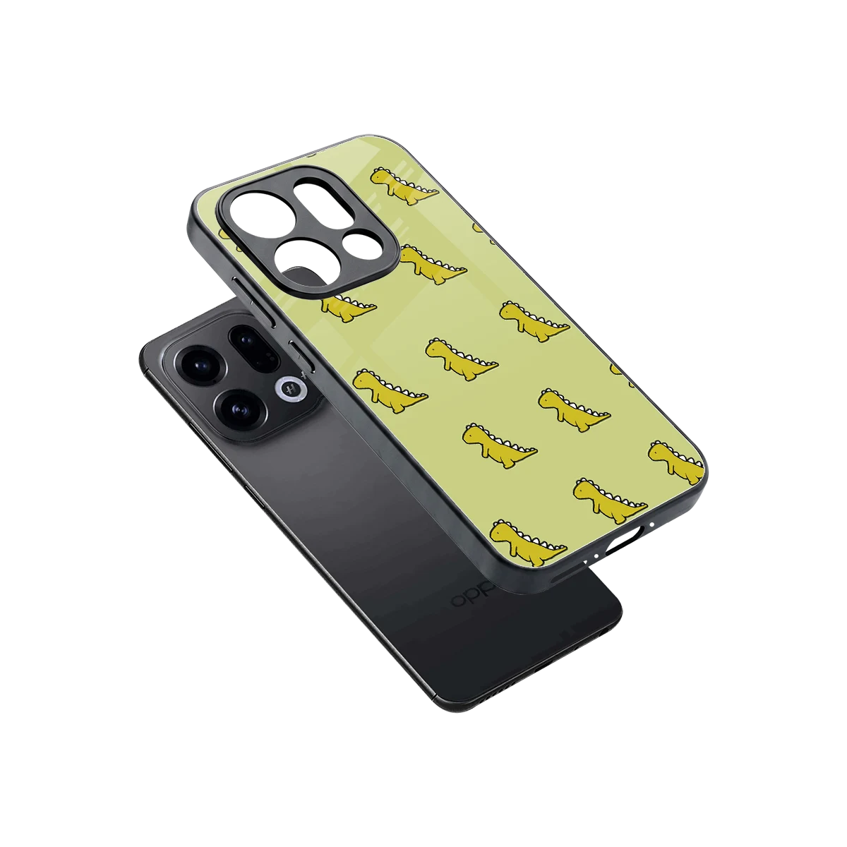 Dino Golden sleek oppo find x9 cover with tempered glass back and TPU edges