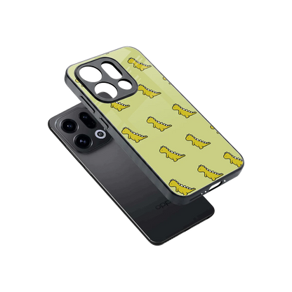Dino Golden sleek oppo find x9 cover with tempered glass back and TPU edges