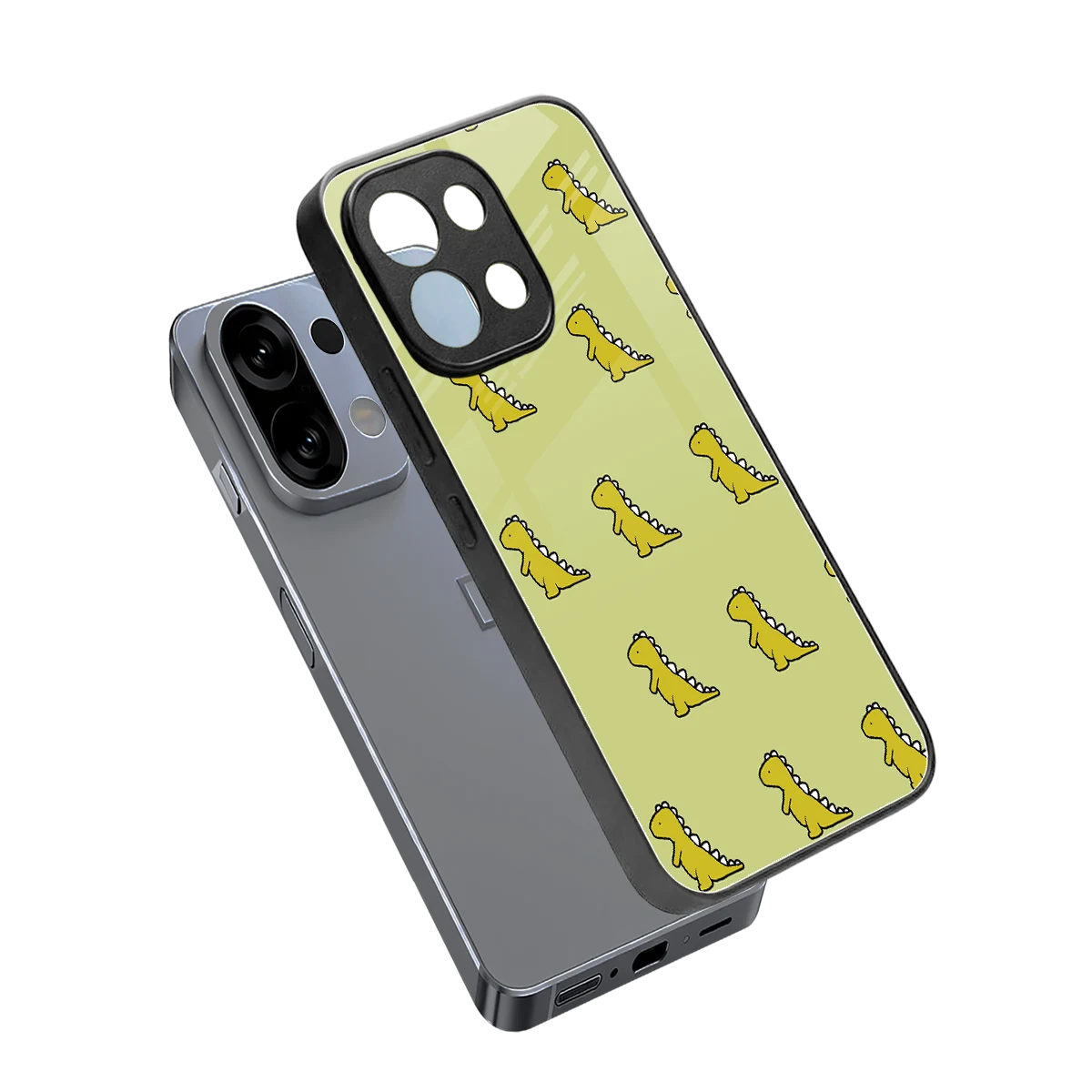Dino Golden sleek oppo k13 5g cover with tempered glass back and TPU edges