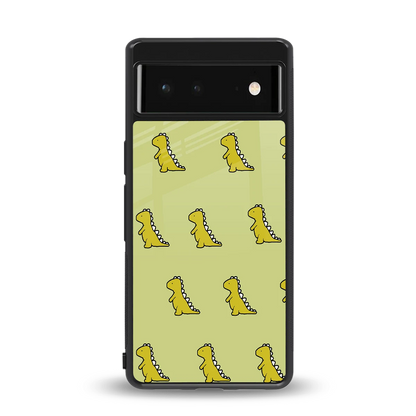 Dino Golden back phone cover | glass case for google pixel 6a