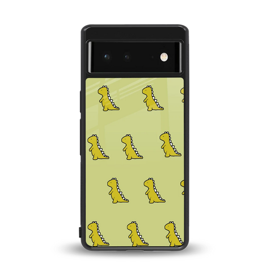 Dino Golden back phone cover | glass case for google pixel 6a
