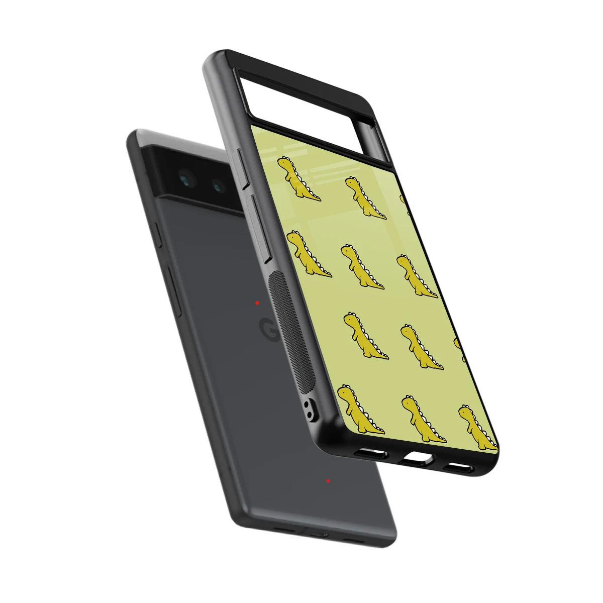 Dino Golden sleek google pixel 6 cover with tempered glass back and TPU edges