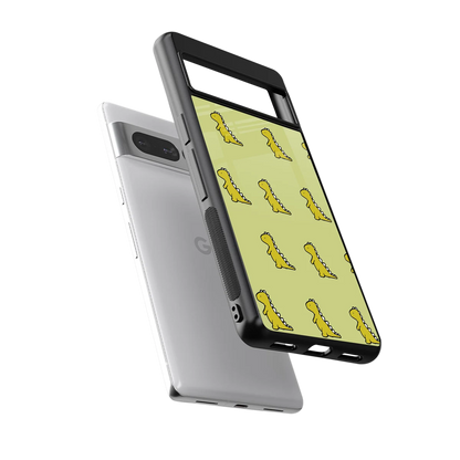 Dino Golden sleek google pixel 7 pro cover with tempered glass back and TPU edges