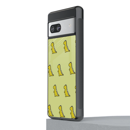Dino Golden stylish phone case for google pixel 7a | glossy glass and slim fit