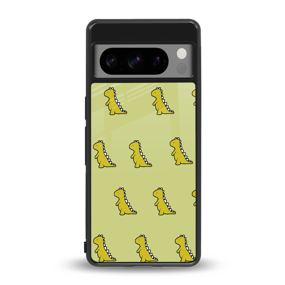 Dino Golden back phone cover | glass case for google pixel 8 pro