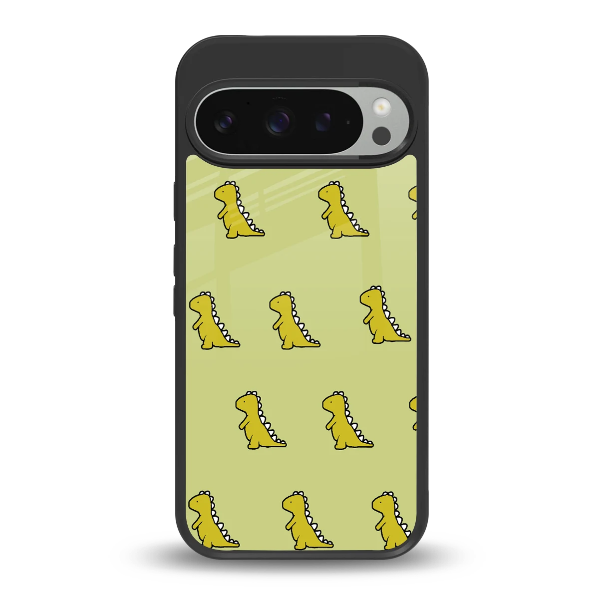 Dino Golden back phone cover | glass case for google pixel 9 pro xl