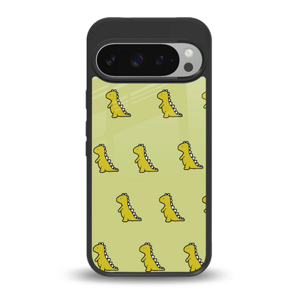 Dino Golden back phone cover | glass case for google pixel 9 pro xl