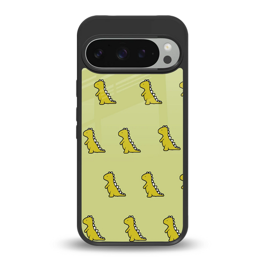 Dino Golden back phone cover | glass case for google pixel 9 pro xl