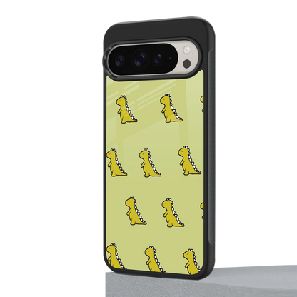 Dino Golden google pixel 9 pro mobile cover | shockproof glass phone case