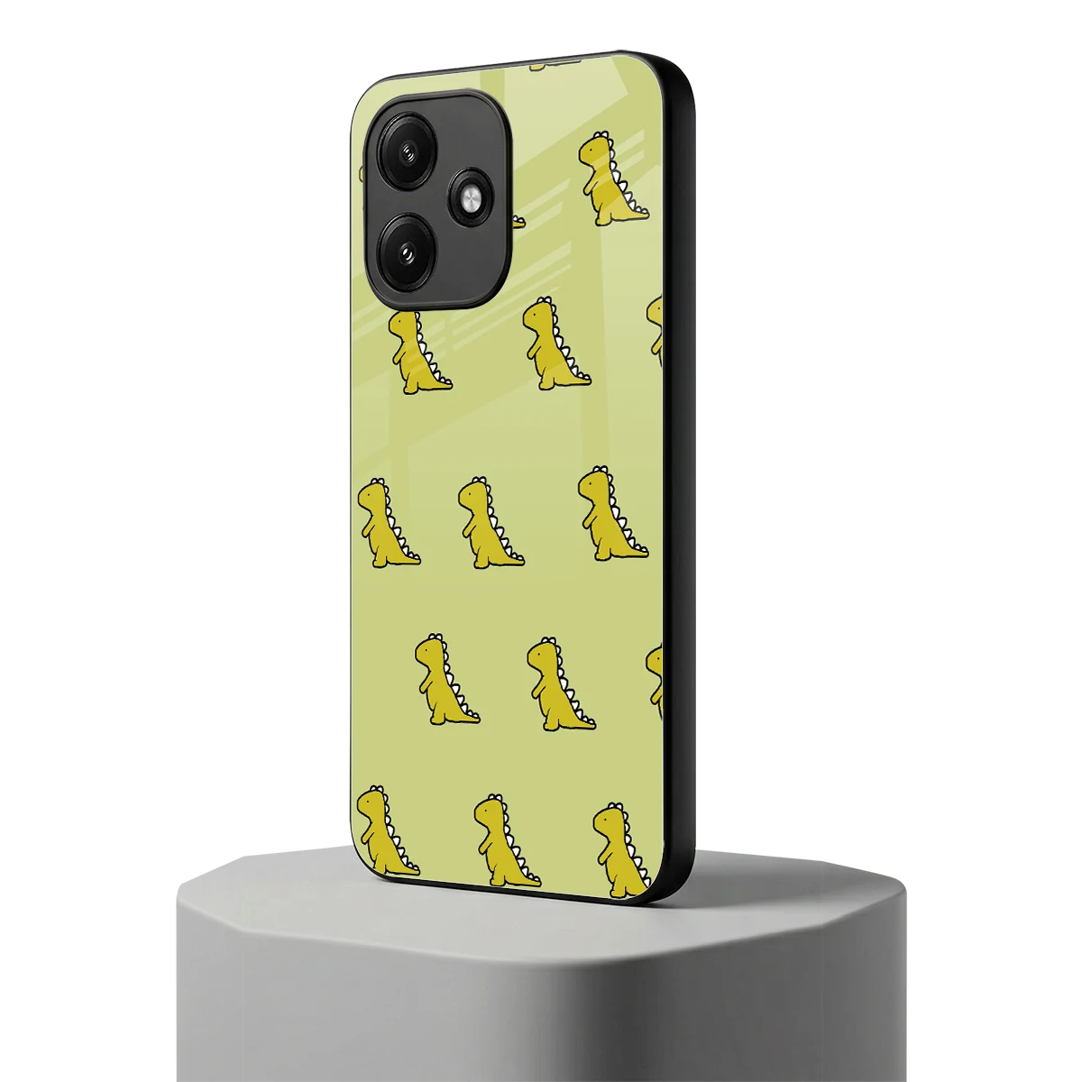 Dino Golden redmi 12 5g mobile cover | shockproof glass phone case