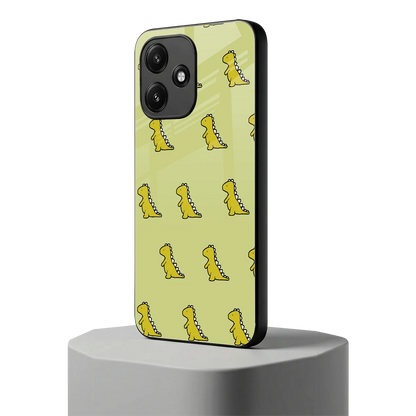 Dino Golden redmi 12 5g mobile cover | shockproof glass phone case