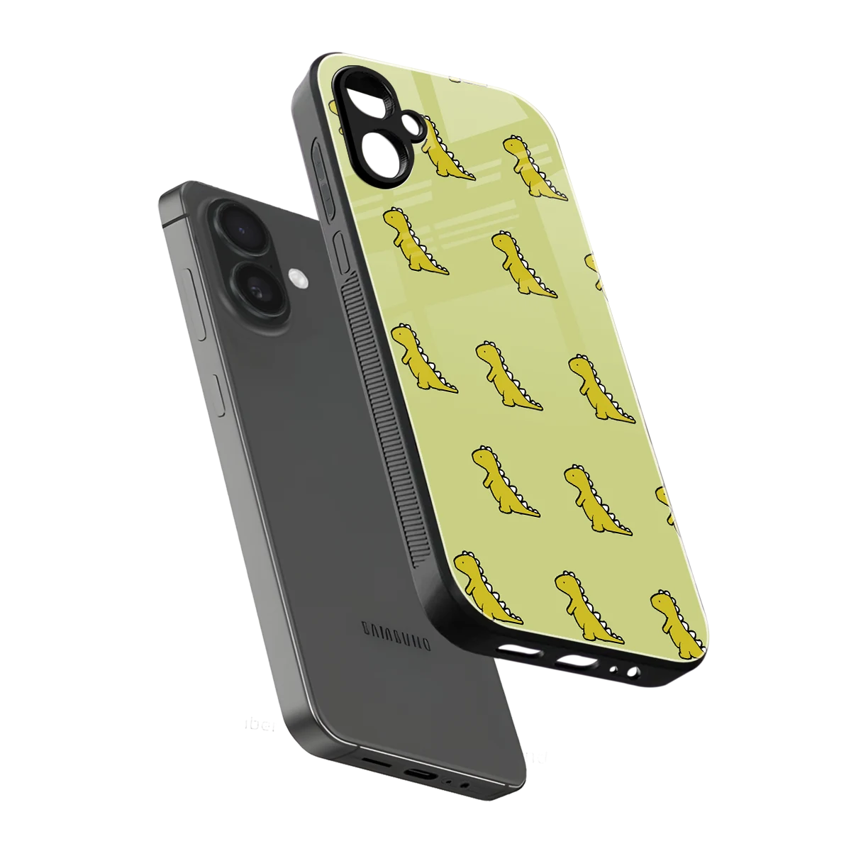 Dino Golden sleek samsung galaxy a06 5g cover with tempered glass back and TPU edges