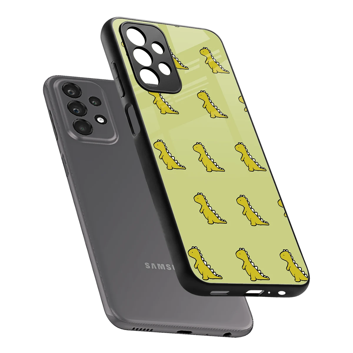 Dino Golden sleek samsung galaxy a23 cover with tempered glass back and TPU edges